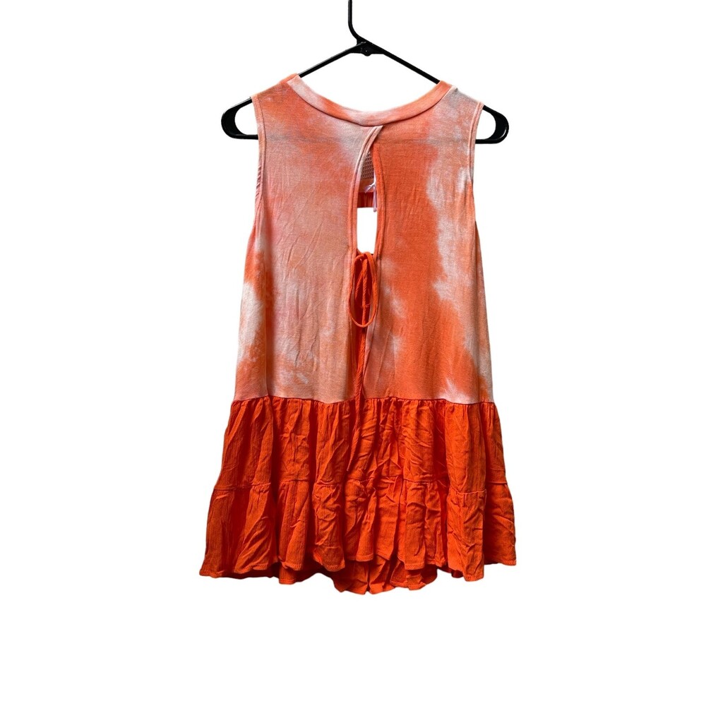 Davi & Dani Orange babydoll ruffled tank top size Small - Picture 2 of 7